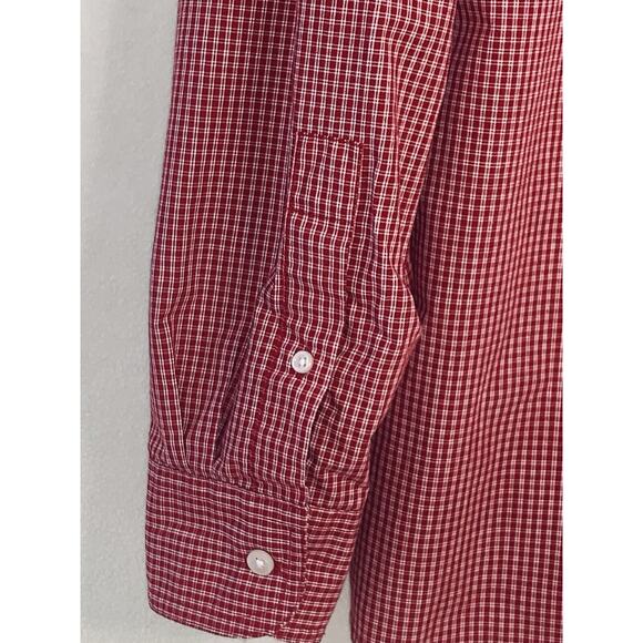 Chaps Shirt 2XL Red and White Check Pocket Button Down Long Sleeve Mens Crest - Picture 6 of 12